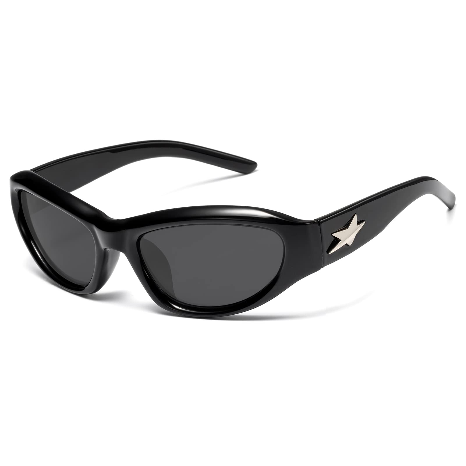 LIKSMU Wrap Around Street Fashion Sunglasses for Women Men Swift Oval Trendy Shades