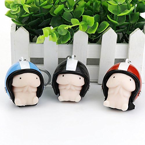 Tamicy Pack of 3 Cute Squishy Dick with Helmet Keychain - Squeeze Hand Gadget Toy Fidget Toy Bag Pendant