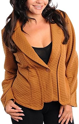 Plus Size Single Button Soft Office Blazer Suit Jacket Brown (2X)