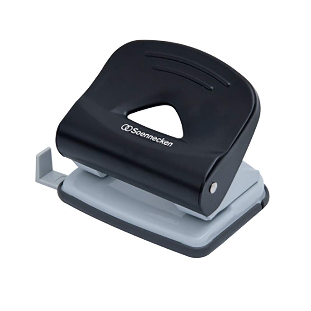 SOE 3279 Hole Punch, Paper Punch for 25 Sheets with Stop Rail Black