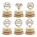 Gold Happy Birthday Cake Topper Acrylic Cupcake Topper Glitter Birthday Cake Supplies Party Event Decorations (6 pieces)