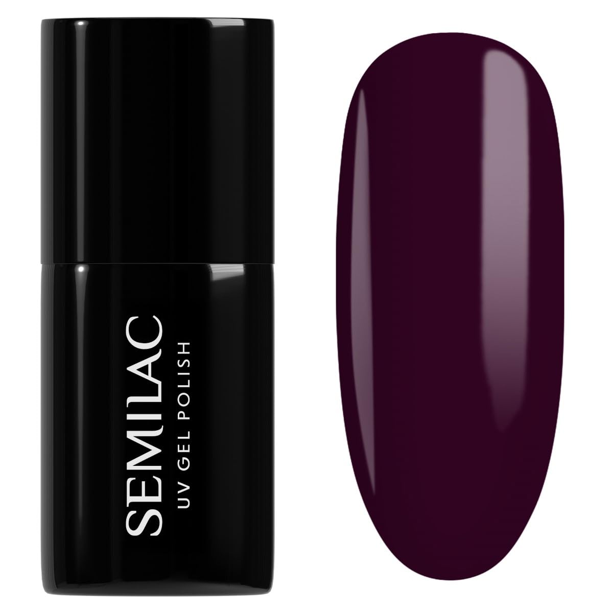 SEMILAC Gel Nail Polish 099 Dark Purple Wine - Full Coverage Gel Polish - Soak Off Easy To Use LED/UV Nail Lamp - Long Lasting Manicure and Pedicure up to 3 weeks