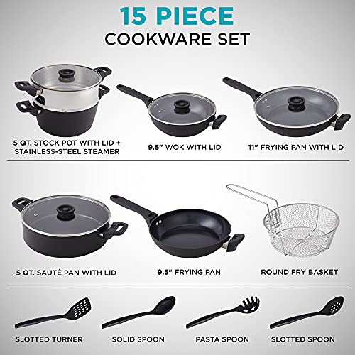Ivation Stackable Cookware Set 15Piece Nonstick, CeramicCoated