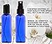 2 Ounce PET (Plastic) Bottles Refillable Set of 6 with 6 Black Mister Spray Caps Plus 6 Disc-Tops and 6 Chalkboard Stickers for Essential Oils (EO), Home and Beauty Products. (Blue)