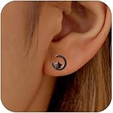 UTISUVIKO 14K Gold Plated Star Moon Cartilage Stud Earrings for Women S925 Sterling Silver Tiny Crescent Stud Earrings Dainty Celestial Hypoallergenic Earring for Mother Daughter Birthday Valentines Day Jewelry Gifts