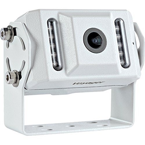 Voyager VCMS155 Color CCD IR LED Camera, White, High Performance Color Optics, Waterproof (IP69K), 155 Degrees Viewing Angle, IR Low Light Assist (9 LEDs), Mirro Image Orientation, Microphone, White Aluminum Housing, Corrosion Resistant (ASTM B117)