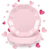 NatNarr 30 Pcs Pink Plates, 9 Inch Scalloped Pink Galentines Plates Disposable Dinner Paper Plate Valentines Party Supplies for Valentine's Day Weeding, Bridal Shower
