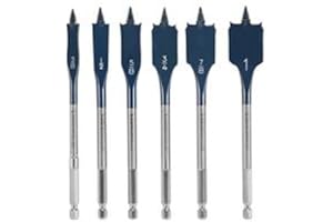 Bosch DSB5006 Daredevil Standard Spade Bit Set w/Power Groove Hex Shank and Full Cone Threaded Tip (6 Piece Set), Blue