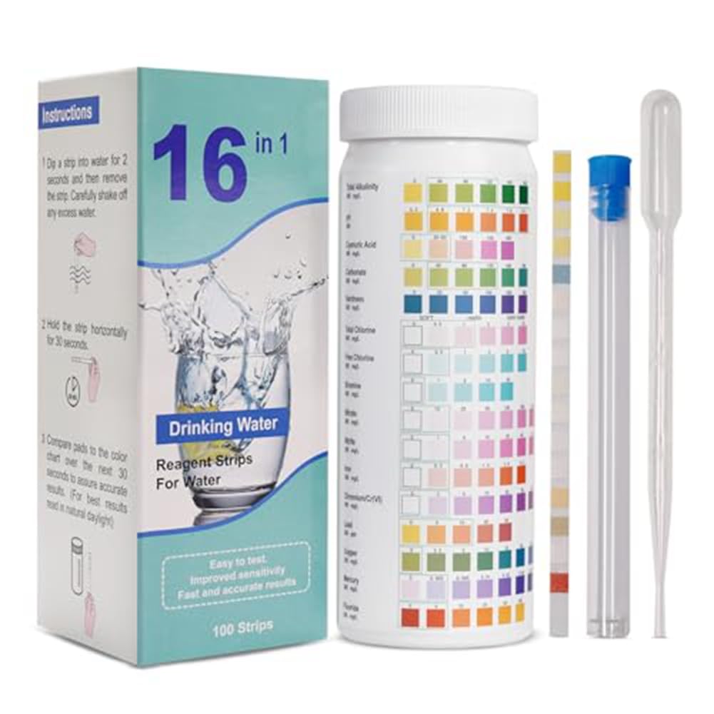 Dropfree 16-in-1 Water Test Strips Fluoride Test Kit 100 Strips Home Water Quality Test Kit