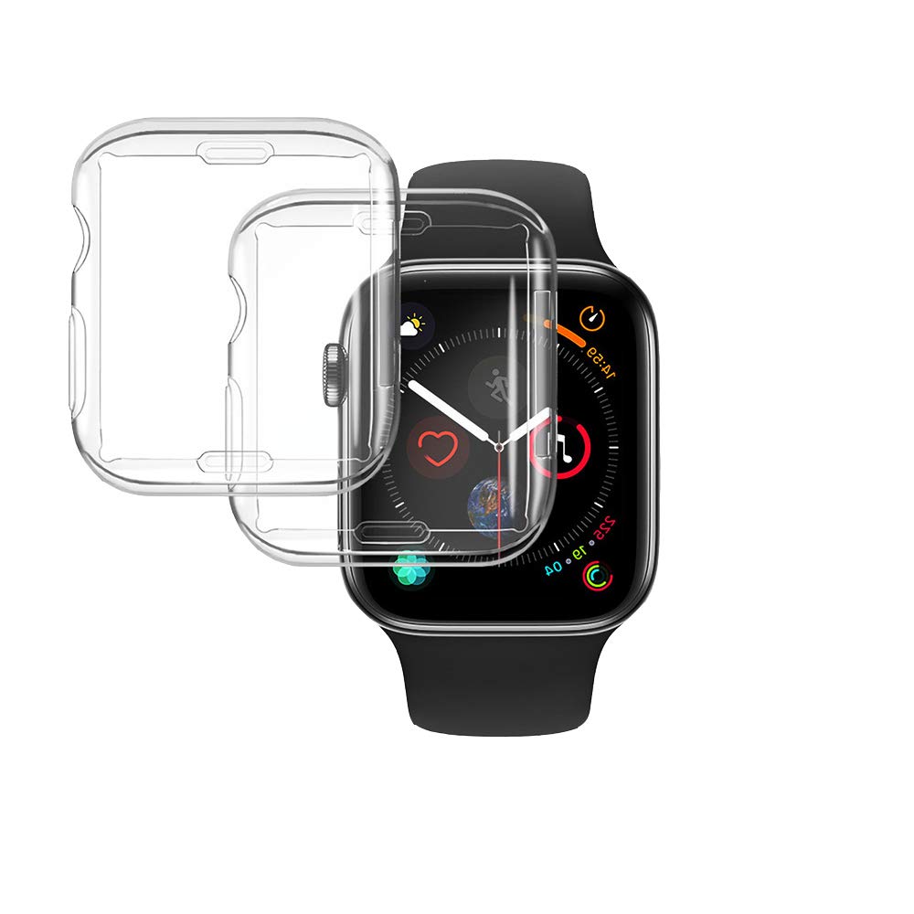 CCLKHY 2 Pack Transparent Case Compatible with Apple Watch 44mm 4/5 / 6/ SE Series, Screen Protector, Soft TPU Cover Case for iWatch 44mm Series 4/5 / 6/ SE