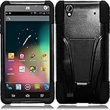 ZTE Quartz Z797c (Straight Talk, Tracfone , Net 10) Case, C-cover ZTE Quartz Z797c Premium Durable Rugged Shell Hybrid Protective Phone Case Cover with Built in Kickstand (BLACK)