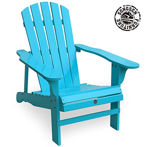 Songsen Fashion Outdoor Wood Adirondack Chairs Patio Deck Garden Furniture (Adult,Turquoise)