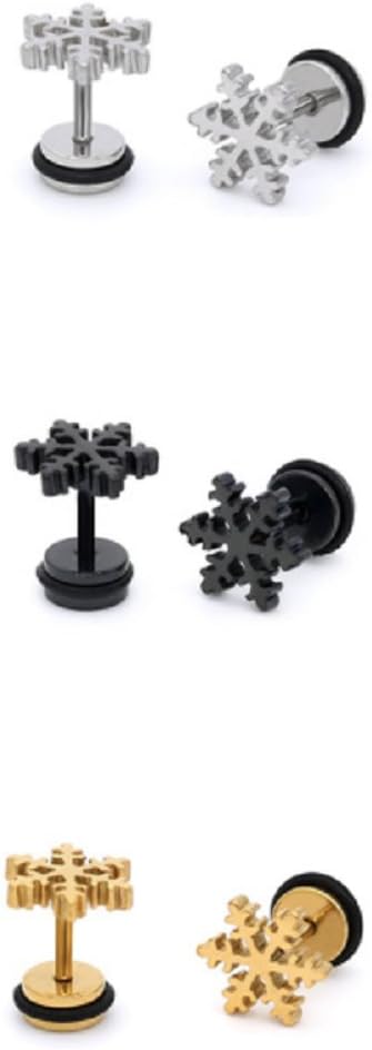 925 Sterling silver Anti-Allergy Punk Girl Men Fashion Simple Snowflake Earrings Earrings Buckle Jewelry 3 Pairs