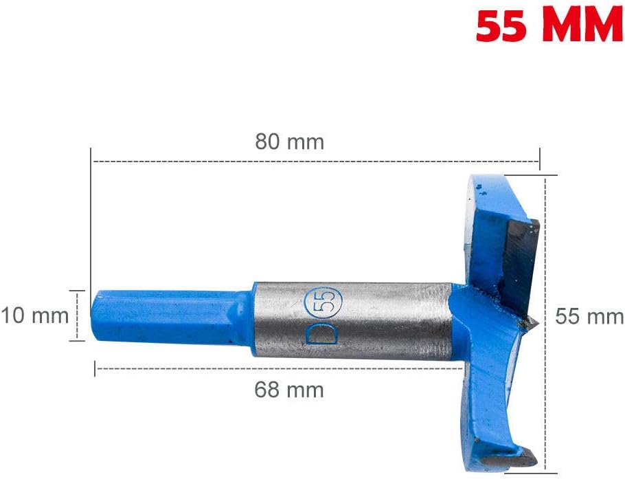 Forstner Drill Bits MASO Woodworking Hole Saw Cutter 55mm Dia Hinge Boring Drilling Bit Hole Saw Cutter for Wood Plastic Plywood 15mm-80mm (Pack of 1) - Image 3