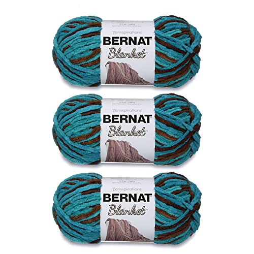 Bernat Blanket Mallard Wood Yarn - 3 Pack of 150g/5.3oz - Polyester - 6 Super Bulky - 108 Yards - Knitting/Crochet