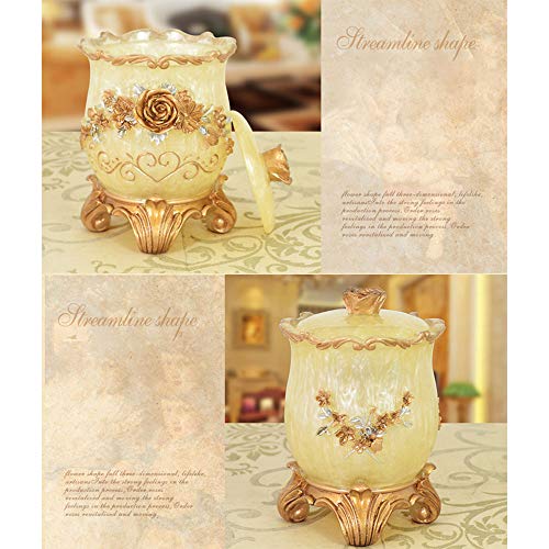 Easycomf Cotton Swab Dispenser Holder Storage Box Toothpick Dispenser Holder Holders(Cylinder Champagne Gold))