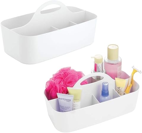 mDesign Juego de 2 Cajas de almacenaje para la Ducha con 6 Compartimentos Cada una - Caja