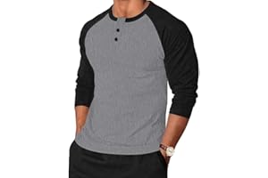 TARAINYA Henley Shirt Men Cotton Short Long Sleeve 3-Button Casual Tee T-Shirt