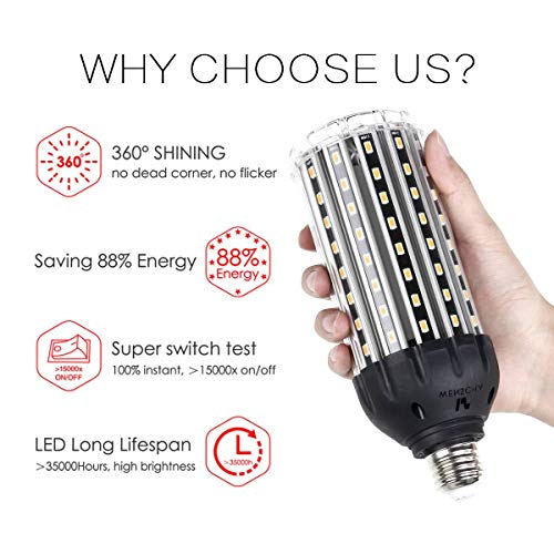 35W E26 LED Corn Light Bulb, Wenscha 35W 3000K Soft Warm White 3500 Lumen 300W Equivalent Super Bright LED Bulb Lamp for Indoor Outdoor Large Area Garage Factory Warehouse Backyard Garden Porch