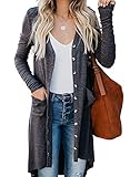 Womens Casual Long Cardigans Open Front V Neck