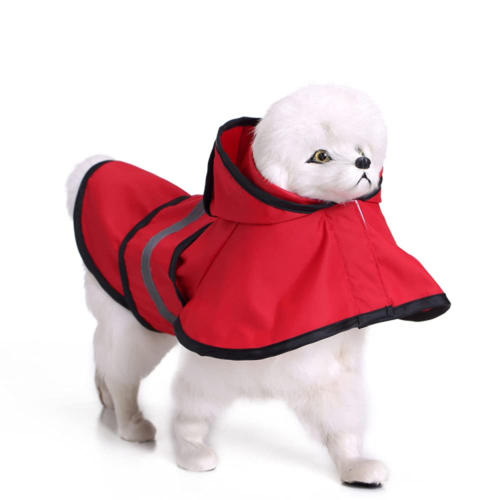SMDARROY Dog Raincoat with Hood & Safe Reflective Strips,Ultra-Light Breathable 100% Waterproof Rain Jacket for Small Dog