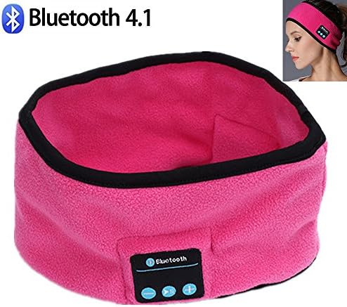 JIAEN Wireless Bluetooth Headset Best Noise Cancelling Running Headphones with Mic Built-in Stereo Speakers Headband Yoga Sports Headband Sleep Headphones (Pink)