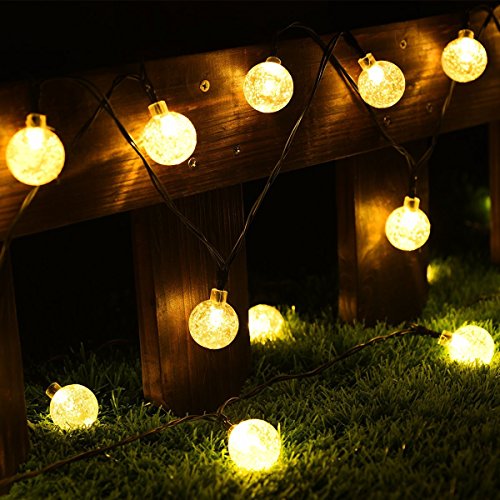 Guirnalda Luces Exterior Solares,Anmossi 11M 60 LEDs Guirnalda Luces Solar,8 Modos,Blanco Calido,Impermeable Cadena de Luces Solares para TInteriores y Exteriores Jardín,Navidad,Terraza,Fiestas