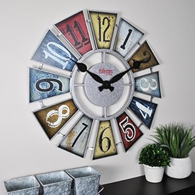 FirsTime & Co. FirsTime Numeral Windmill Wall Clock, 24", Multicolor 51VnWOUEb5L