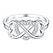 925 Sterling Silver Ring High Polish Cubic Zirconia Infinity and Heart Tarnish Resistant Comfort Fit Ring Size 9