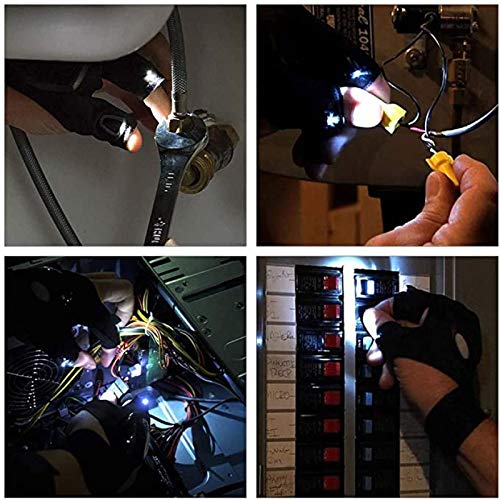GUOSHUFANG LED Fingerlos Angelhandschuhe, 1 Paar Outdoor Taschenlampe Handschuhe Schwarz, Arbeitshandschuhe mit Licht… – Bild 6