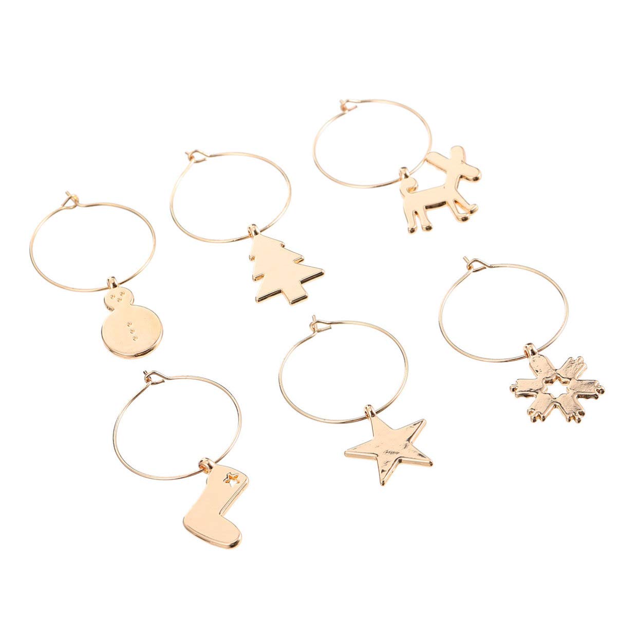 Cabilock 6 Pcs Christmas Glass Charms Christmas Wine Glass Markers Santa Reindeer Wine Glass Tags Glass Rings Identifiers Wine Favors for Christmas Party Decoration