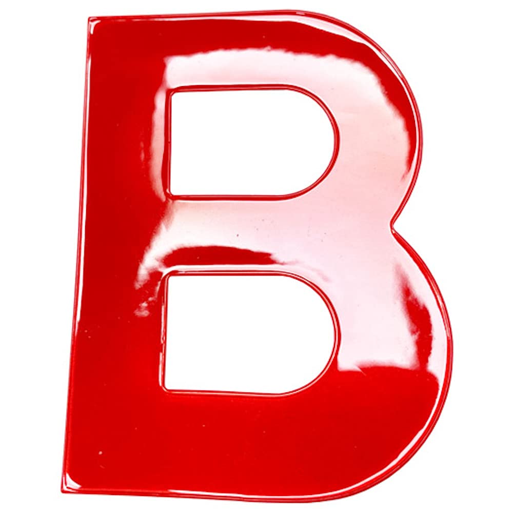 Merriway BH05625 (2 Pcs) Red High Visibility Reflective Plastic Stick-On Wheelie Bin Post Box Crate Dust Bin Letter 75 mm (3 Inch) Letter B - Pack of 2 Pieces