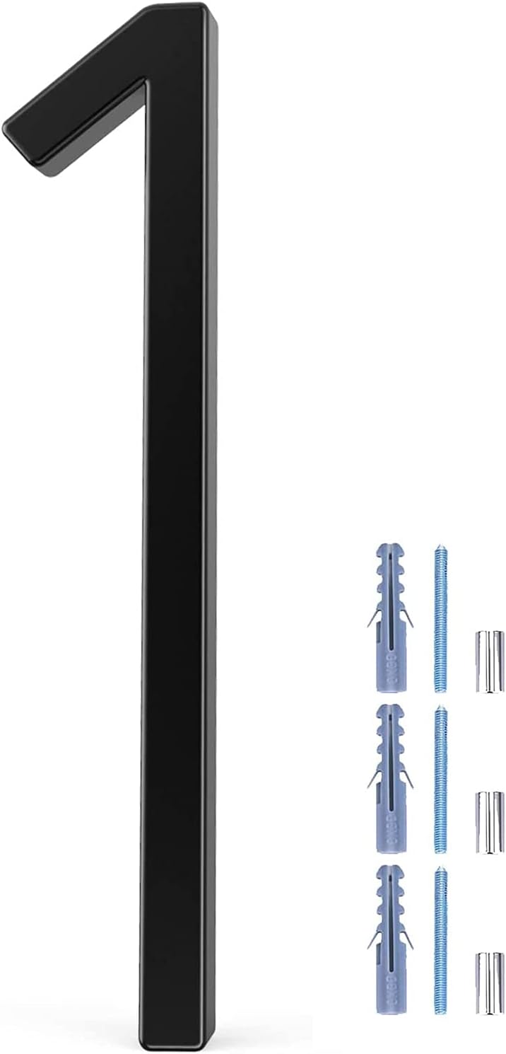 Address Signs - CACAKEE House Number, Black Floating 5 Inch Address Numbers, Modern House Numbers Sign for Home Decoration, Number 1 (One)