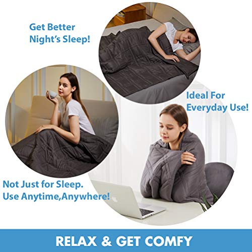 ACOMOPACK Queen Size Weighted Blanket(48\'\'x78\'\',15 lbs)- Double Stitch Weighted Blankets for Adults with Glass Beads Weight Fillers, Square Quilting Queen Size Weighted Blanket with Premium Cotton