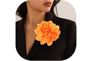 DECIXDE Satin Fabric Rose Flower Brooches - Handmade Floral Accessory for Wedding Party Dance Banquet Ceremony - Size: 4.72in