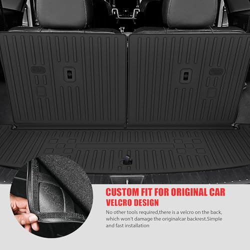 Floor Mats for 2024-2026 Hyundai Santa Fe 6&7 Seat Trunk Mat with Backrest Mat All Weather TPE Rubber Cargo Liner Back Seat Cover 3rd Row for Hyundai Santa Fe 2026 Accessories(Fit Hybrid and Gas)