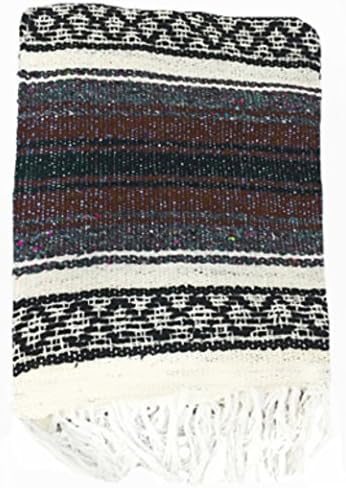El Molcajete Brand Traditional Mexican Blanket Serape for Yoga, Beach, Picnic, Stadium or Dogs Bed