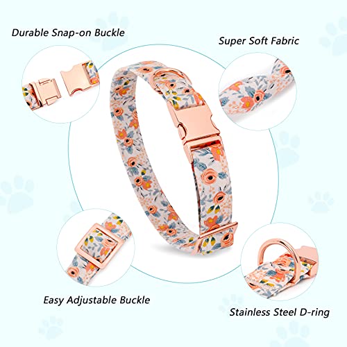 Bunt Hundehalsband mit Schleife, Süße Hundehalsbänder Geeignet für Kleine/Mittelgroße/Große Hunde und Katzen, Bequemes und Verstellbares Hundehalsband, Orange XS