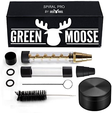 Bundle Spiral New Blunt- For Dry Herbs Paper | 1x Pyrex Glass - 1.5 GM | 1x Mouth Pc | 4x O-Rings | 2x Rubber Caps | 1x Small Cleaning Brush | 1x Big Cleaning Brush | 1x Free Grinder | Great Gift