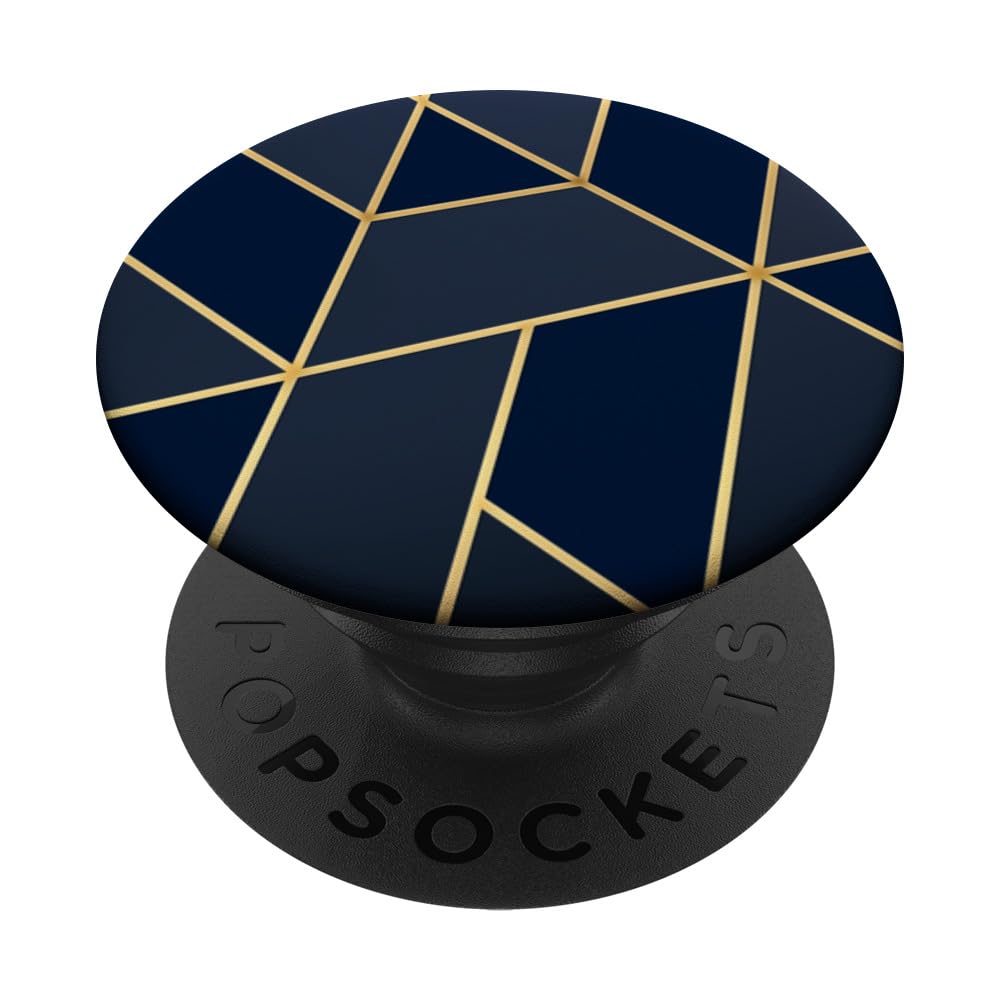 PopSockets Dark and Light Navy Blue and Golden Geometric Design PopSockets Swappable PopGrip
