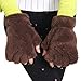 APAS Women Winter Fluffy Bear Cat Plush Paw Claw Glove Half Finger Cute Gloves Mittens Coffee