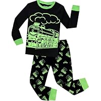 Boys Train Pajamas Christmas Pjs for Boys Sleepwear Children Clothes Glow in The Dark Size 7t
