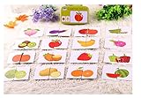 Baby Infant 32pcs Flash Card Jigsaw cognition puzzle Shape Matching Puzzle Cognitive Learning Early Education Card Learning Toys in a Box - Fruits & vegetables