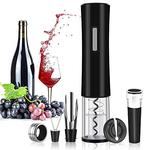 Rovtop Electric Wine Bottle Opener, Automatic Stainless Steel Wine/Cava/Champagne Opener with Foil Cutter, Wine Pourer and Stopper