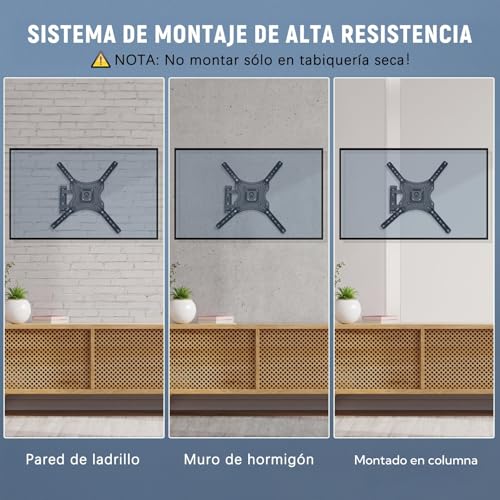 Soporte de TV, Base para Television Pared para Pantallas de 14”a 55”, TV Mount de Articulado Inclinable y Giratorio, Porta Television Movible,Universal Soporte hasta 25 kg, MAX VESA 400x400mm