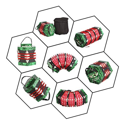 Smartlove1P 1PC Unique Vintage Green 20 Key Art Form Hexagonal Musical Instruments Accordion Musical Instruments