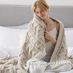 Bedsure Cable Knitted Throw Blanket for