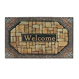Front Door Mat Entrance Rug Floor Mats, Waterproof Floor Mat Shoes Scraper Doormat, 18''x30'' Patio Rug Dirt Debris Mud Trapper Outdoor Welcome Door Mat Carpet (Welcome)
