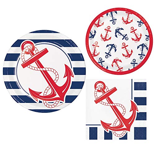 Anchor Paper Plates. Nautical Anchor Paper Plates, 24 ct.