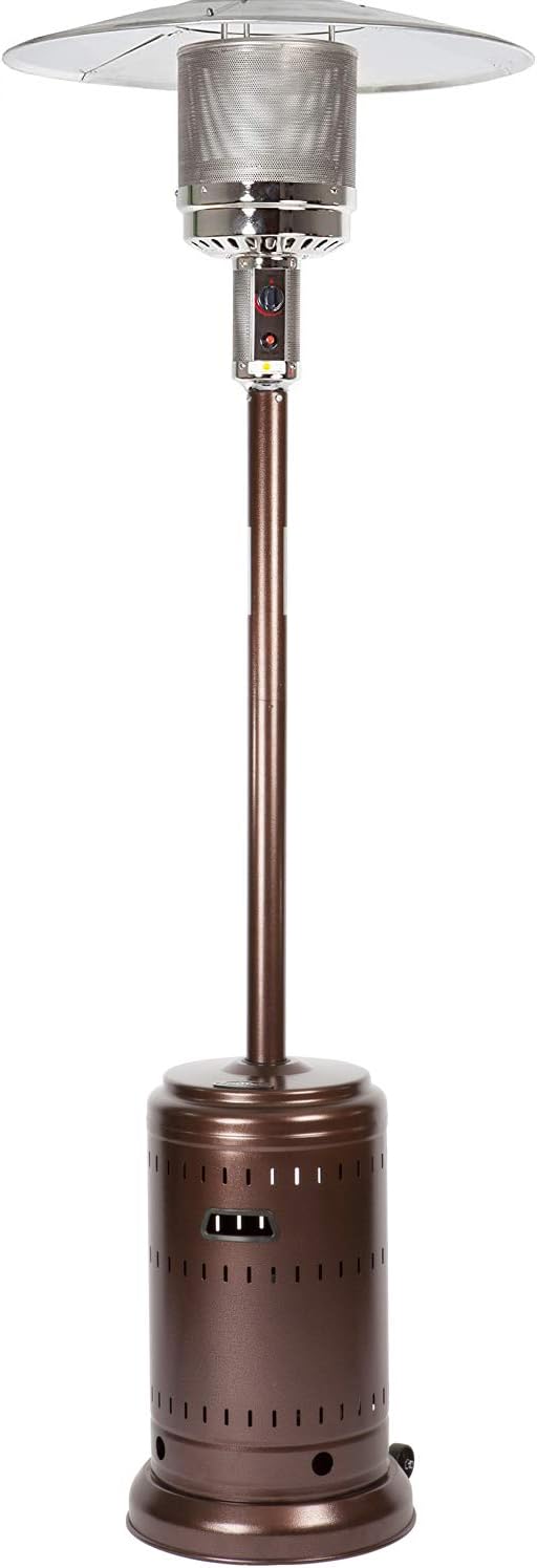 Fire Sense 63008 All Seasons Patio Heater With Wheels 46,000 BTU Output Electronic Ignition System Portable Outdoor Propane Heater Commercial Series Patio Heater - Aged Chestnut